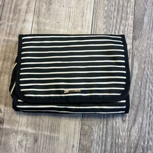 Stella & Dot Black and White Striped Cosmetic Bag